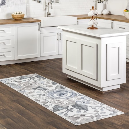 Nuloom Tiffani Floral Machine Washable Spill Proof Area Rug 2ft 6in x 6ft BIJL09A-2606